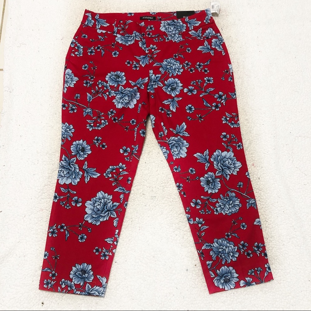 - roz‎ Ali . Floral Red women’s pant  Sz 14P